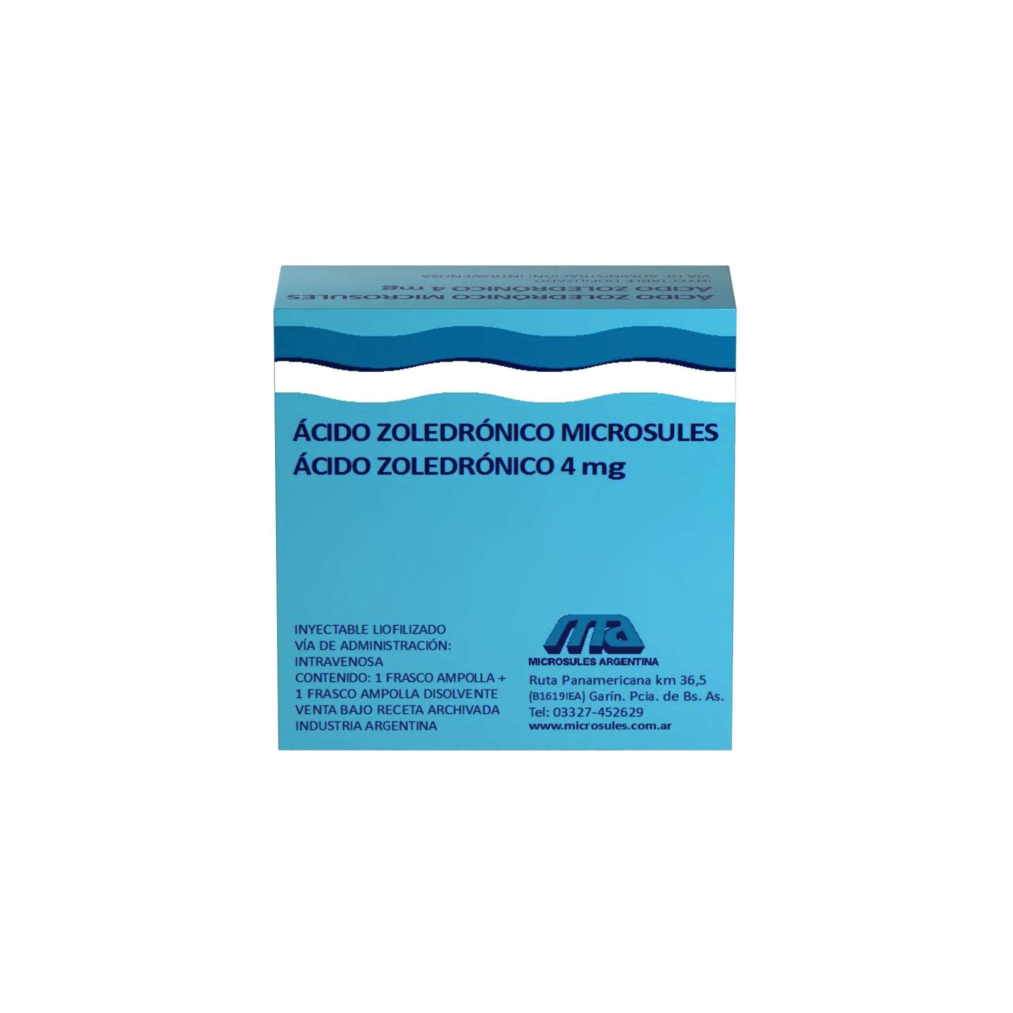 ACIDO ZOLEDRONICO MICROSULES 4 mg iny.liof.x 1+solv. — imagen 1